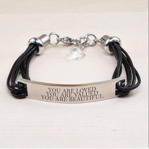 Stainless ‘Loved’ Bracelet w/ Swarovski Crystals
